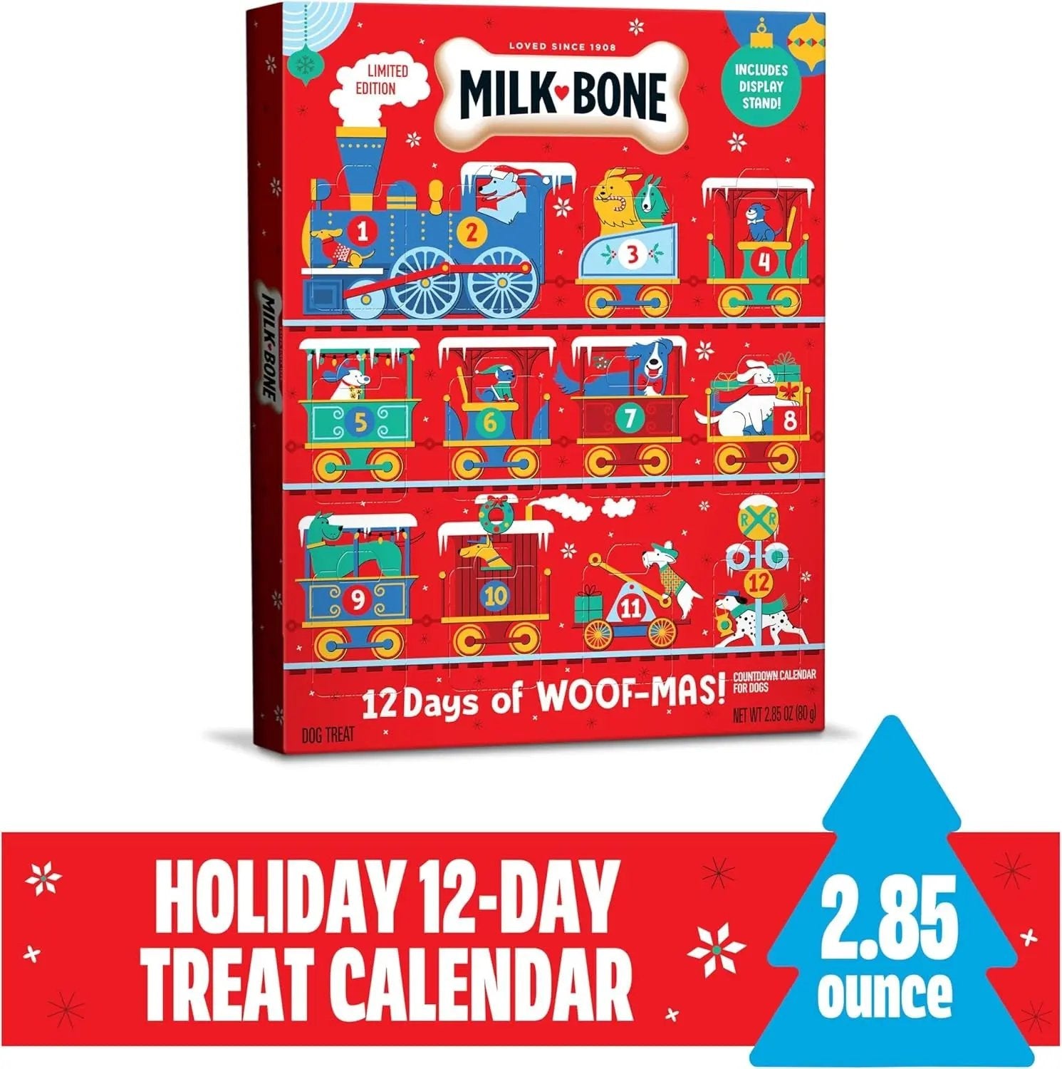 Milk-Bone 12 Days of Woofmas Advent Calendar – Holiday Dog Treat Gift Box 2.85oz