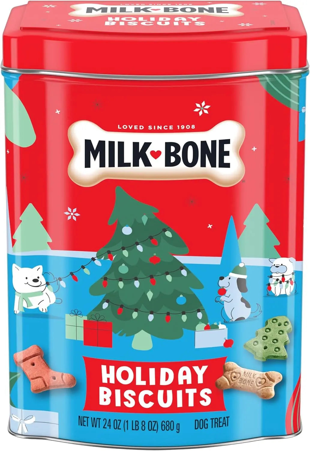 Milk-Bone Holiday Dog Treats Small Biscuits 24 oz Limited Edition Tin Holiday Crunchy Biscuits 1.5 Pound (Pack Of 1)