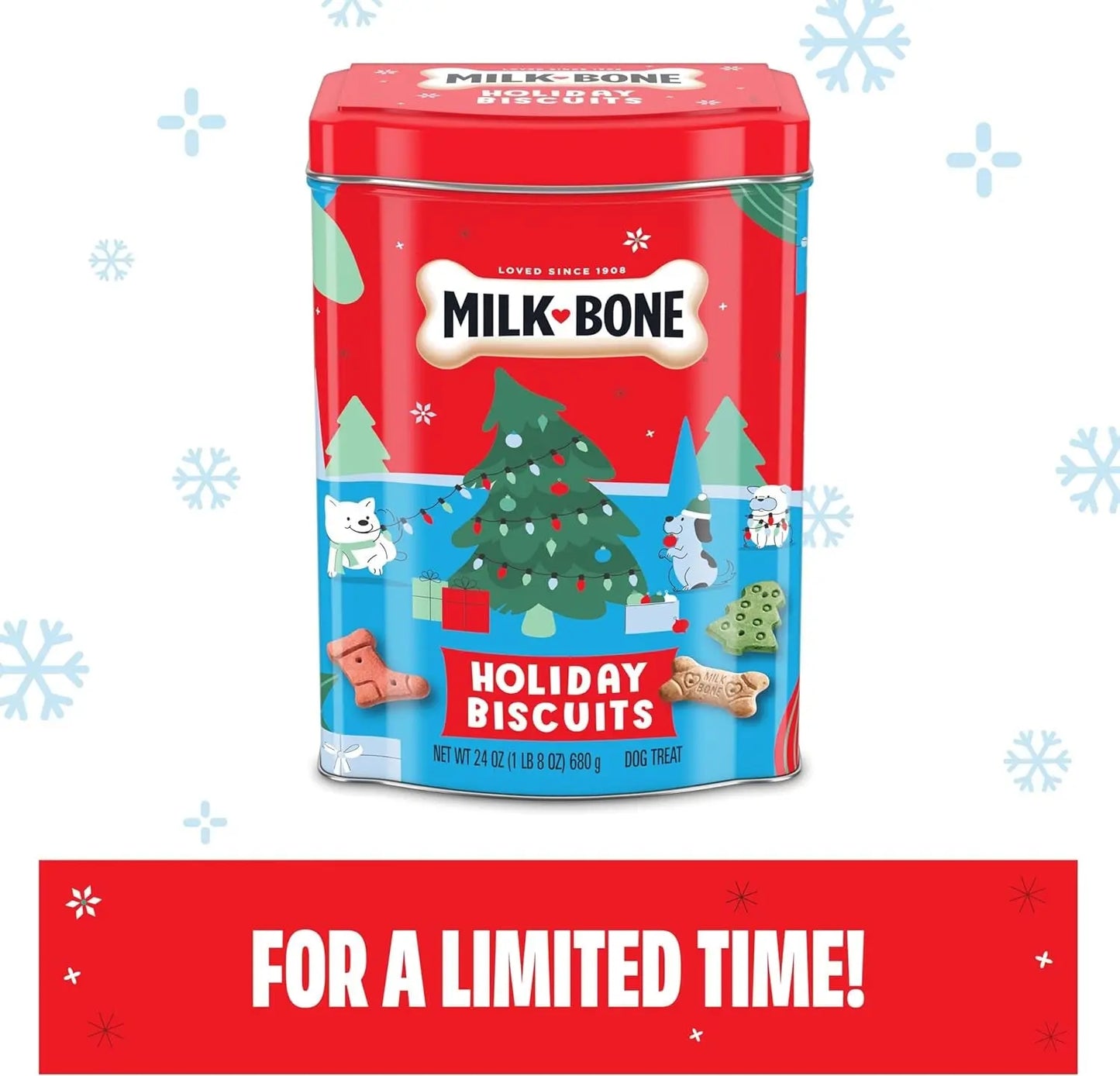 Milk-Bone Holiday Dog Treats Small Biscuits 24 oz Limited Edition Tin