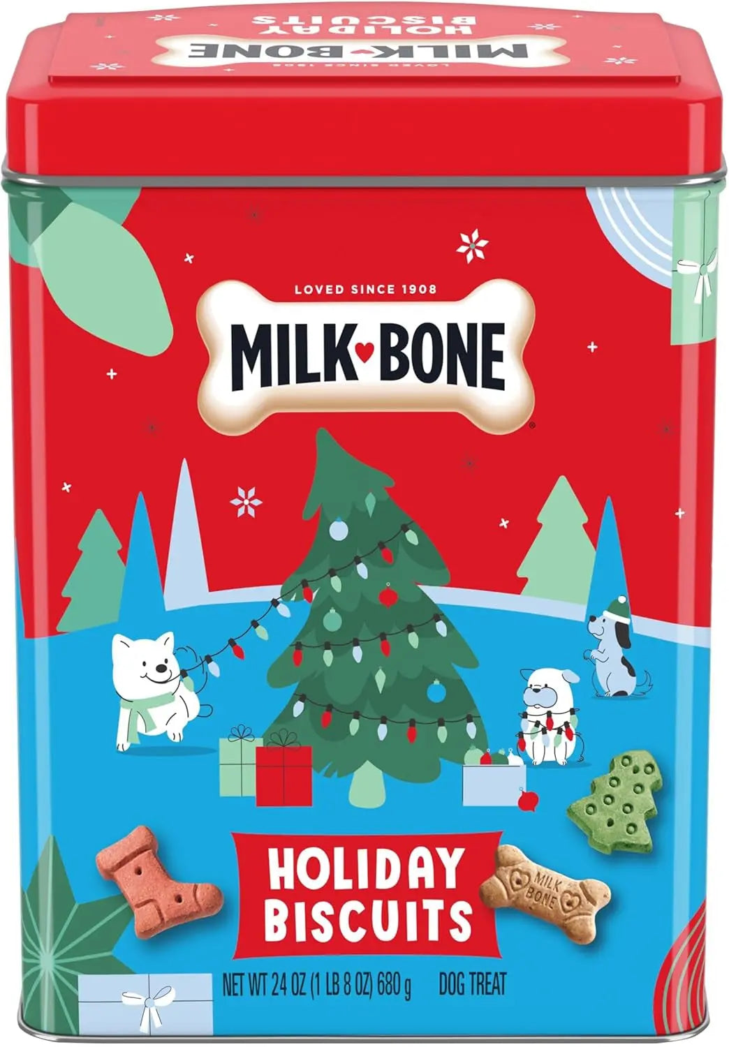 Milk-Bone Holiday Dog Treats Small Biscuits 24 oz Limited Edition Tin