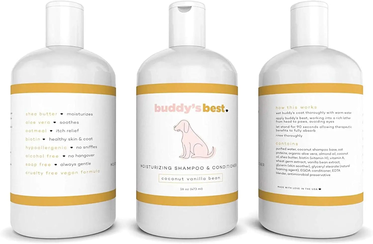 Moisturizing Dog Shampoo & Conditioner 16oz – Smelly Dogs, Dry Itchy Sensitive Skin Relief