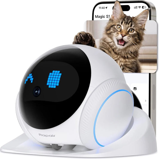 Movable Pet Camera Robot 1080P Two Way Audio Night Vision Auto Recharge Black