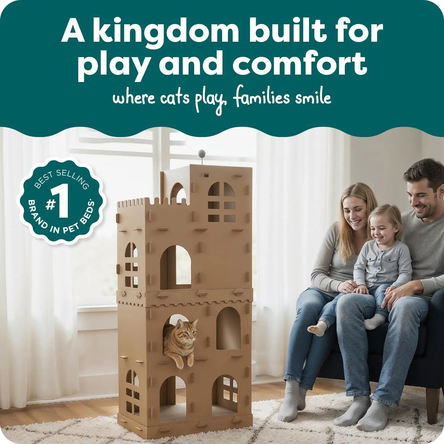 Multi-Level Cardboard Cat House & Scratcher Tower with Catnip & Toys