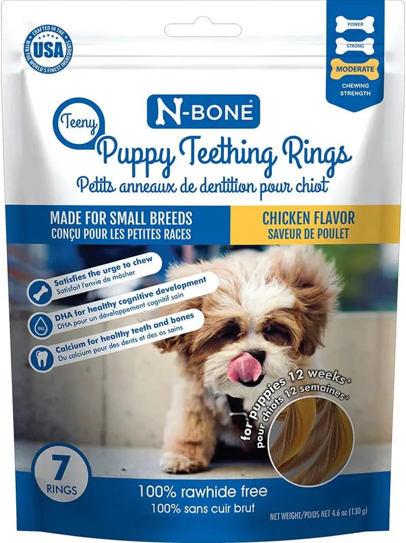 N-Bone Teeny Puppy Teething Rings, Chicken Flavor, 7 Count, Rawhide-Free Default Title