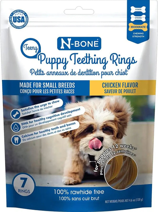 N-Bone Teeny Puppy Teething Rings, Chicken Flavor, 7 Count, Rawhide-Free Default Title