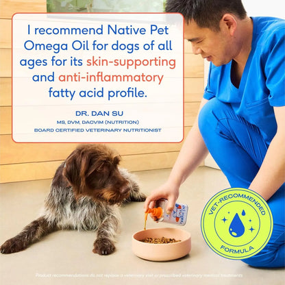 Native Pet Omega 3 Fish Oil for Dogs & Cats - Promotes Healthy Skin, Shiny Coat, & Strong Joints