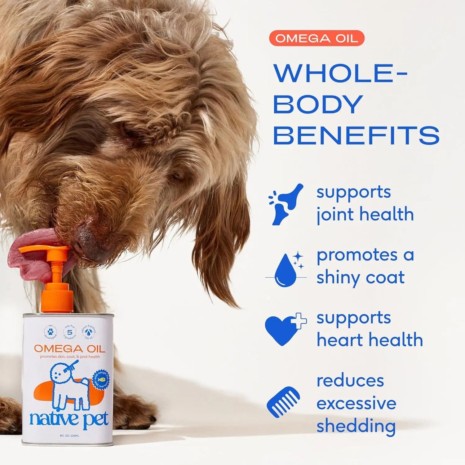 Native Pet Omega 3 Fish Oil for Dogs & Cats - Promotes Healthy Skin, Shiny Coat, & Strong Joints