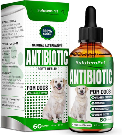 Natural Herbal Wellness Antibiotics Drops for Dogs Immune Support 2oz Chicken