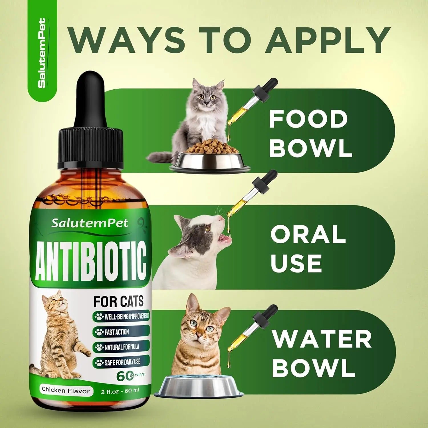 Natural Immune Support Drops for Cats, Chicken Flavor Liquid Supplement 2oz