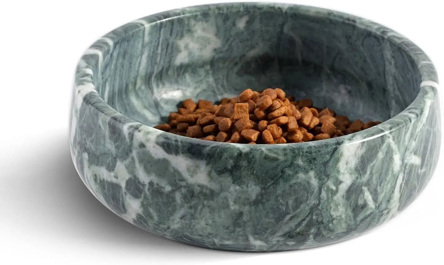 Natural Marble Dog & Cat Bowl | Weighted Non-Slip Pet Food & Water Dish Indian Green S