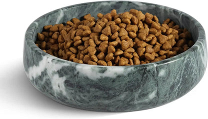 Natural Marble Dog & Cat Bowl | Weighted Non-Slip Pet Food & Water Dish Indian Green L