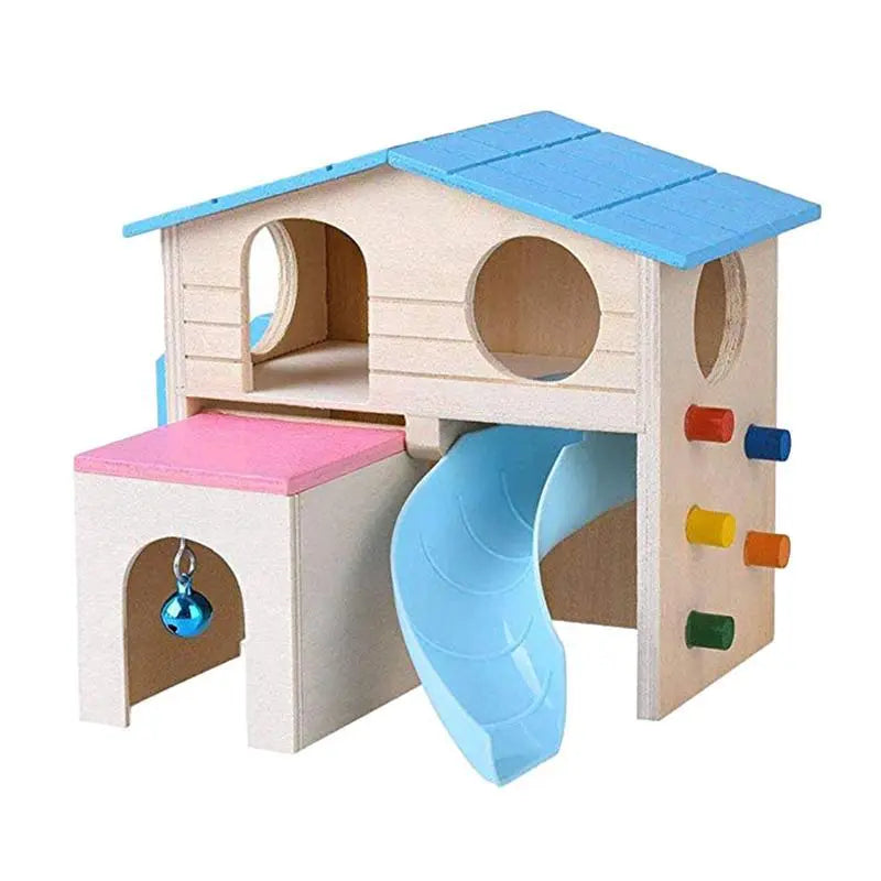 Natural Wood Hamster Hideout: Rustic And Eco-Friendly Nest For Your Furry Friend Blue Wooden House