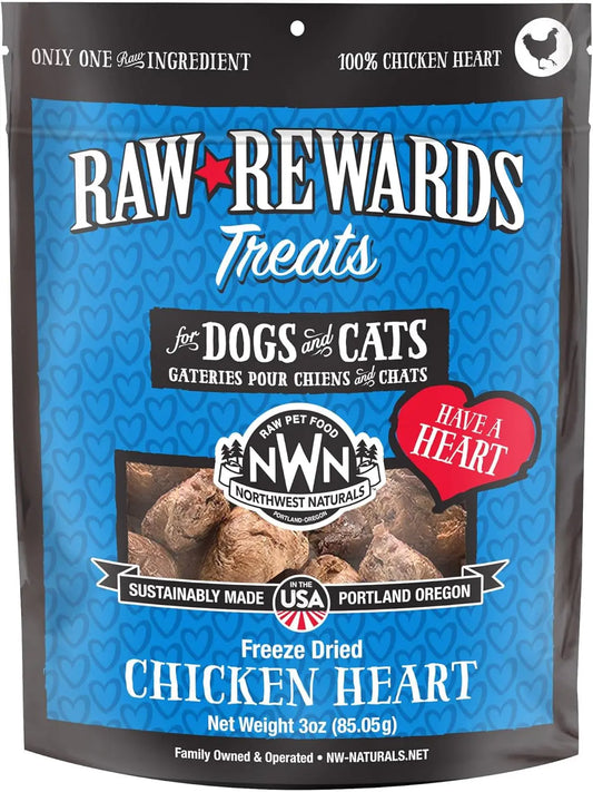 Naturals Freeze Dried Chicken & Beef Hearts- Dog & Cat Human Grade-Treats 3oz Chicken Heart 3 Ounce (Pack Of 1)