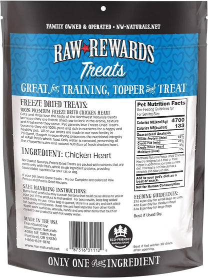 Naturals Freeze Dried Chicken & Beef Hearts- Dog & Cat Human Grade-Treats 3oz