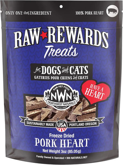 Naturals Freeze Dried Chicken & Beef Hearts- Dog & Cat Human Grade-Treats 3oz Pork Heart 3 Ounce (Pack Of 1)