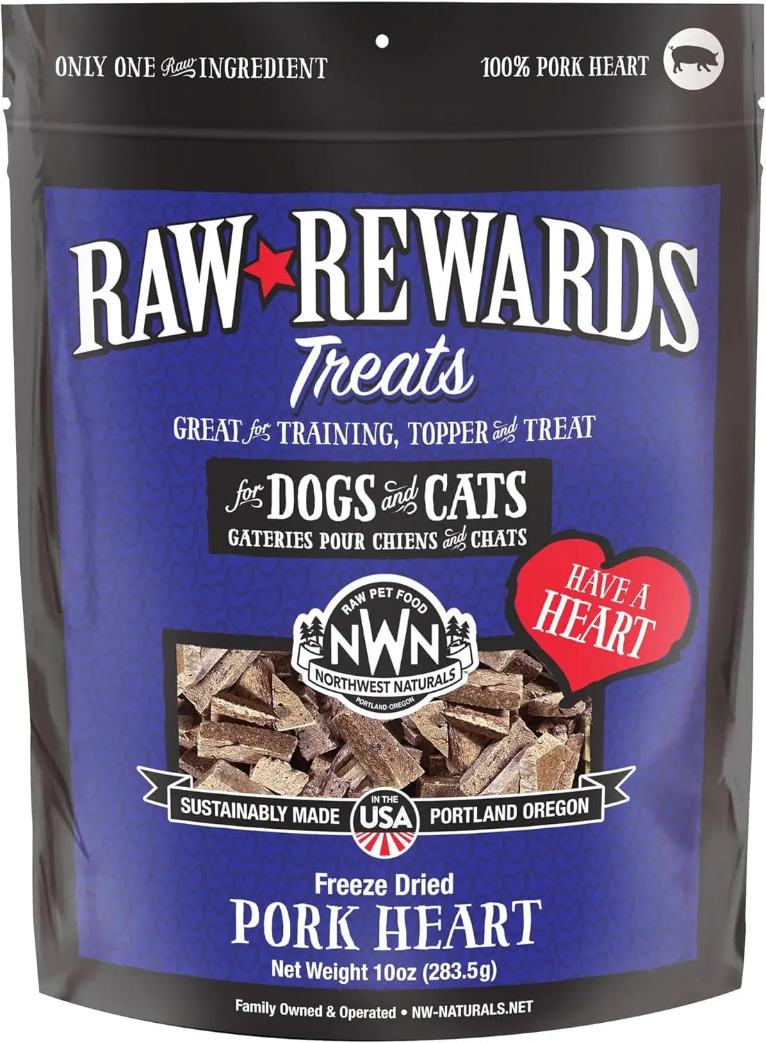 Naturals Freeze Dried Chicken & Beef Hearts- Dog & Cat Human Grade-Treats 3oz