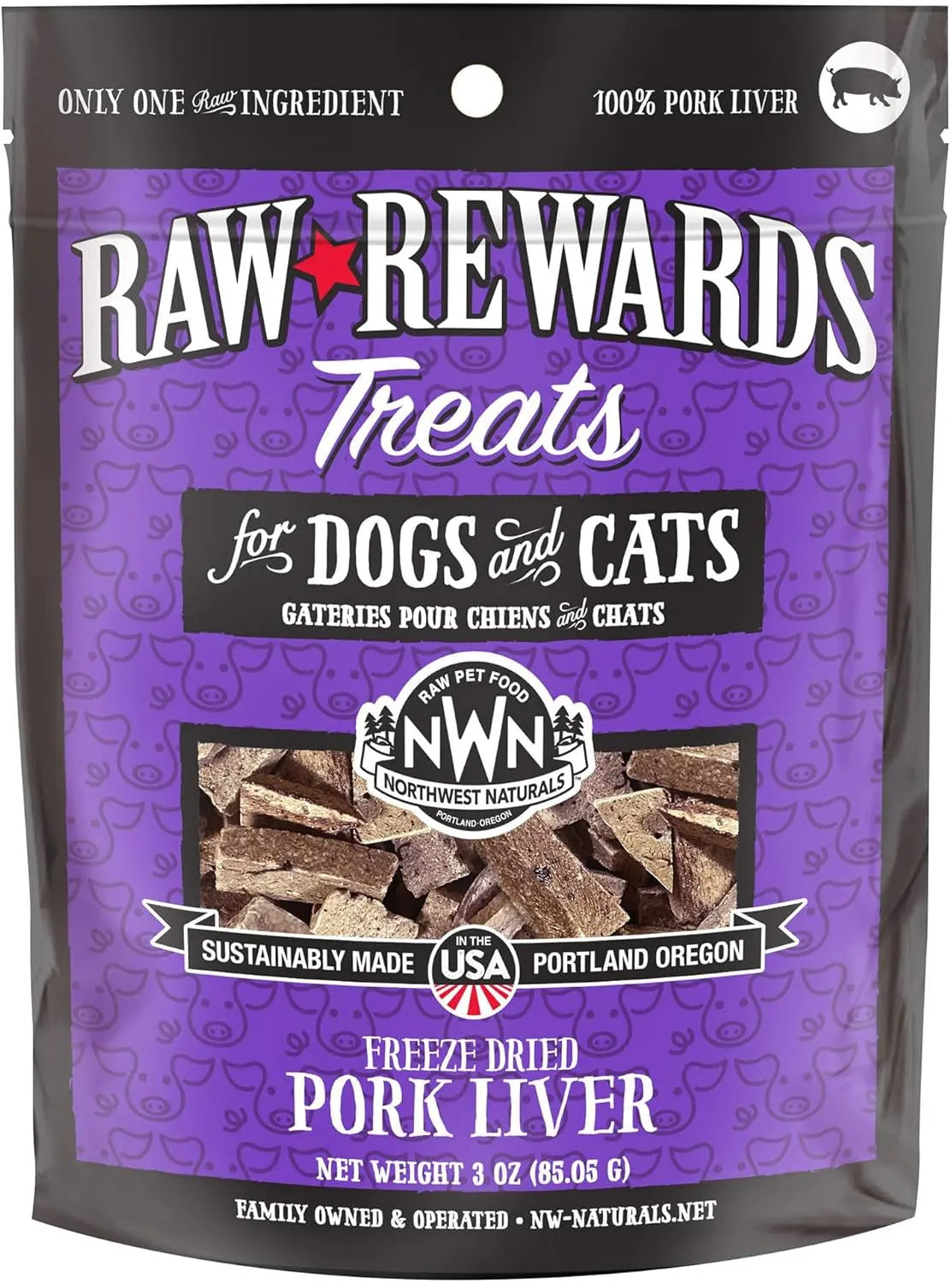 Naturals Freeze Dried Chicken & Beef Hearts- Dog & Cat Human Grade-Treats 3oz Pork Liver 3 Ounce (Pack Of 1)