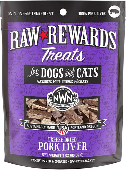 Naturals Freeze Dried Chicken & Beef Hearts- Dog & Cat Human Grade-Treats 3oz Pork Liver 3 Ounce (Pack Of 1)