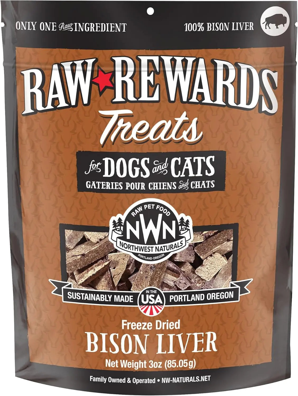 Naturals Freeze Dried Chicken & Beef Hearts- Dog & Cat Human Grade-Treats 3oz Bison Liver 3 Ounce (Pack Of 1)