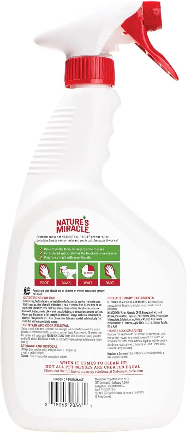 Nature’s Miracle Urine Destroyer plus Cat, 32 Ounces, Ready-To-Use