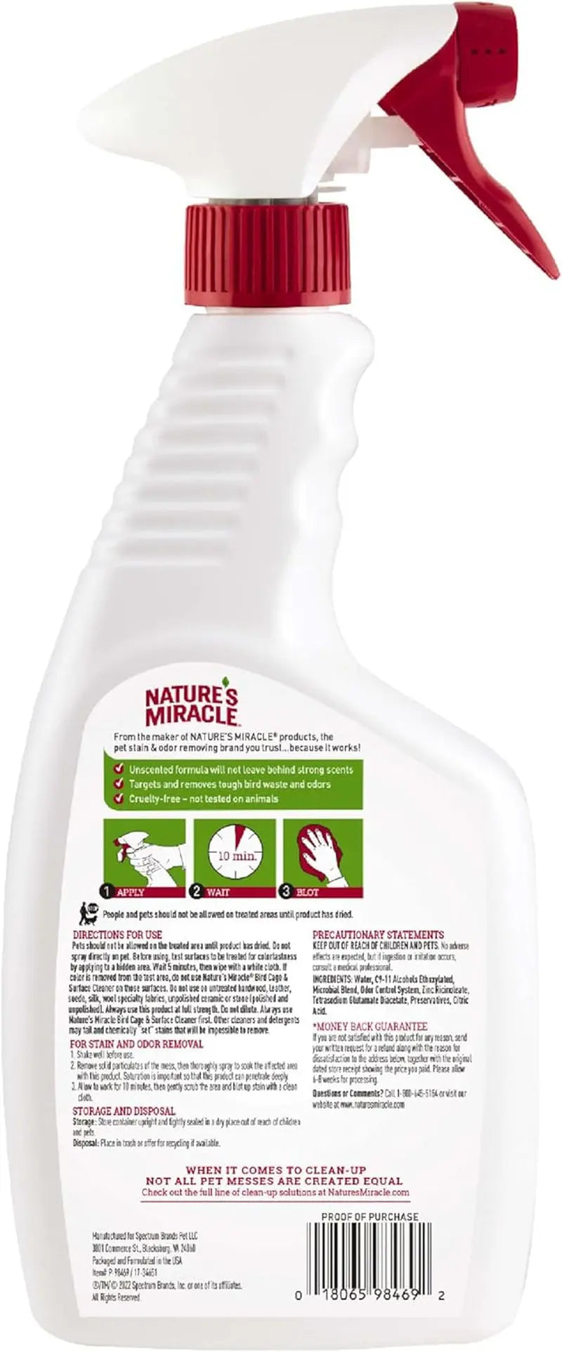 Nature’s Miracle Bird Cage Cleaner – Enzyme Odor Remover for Cages & Surfaces