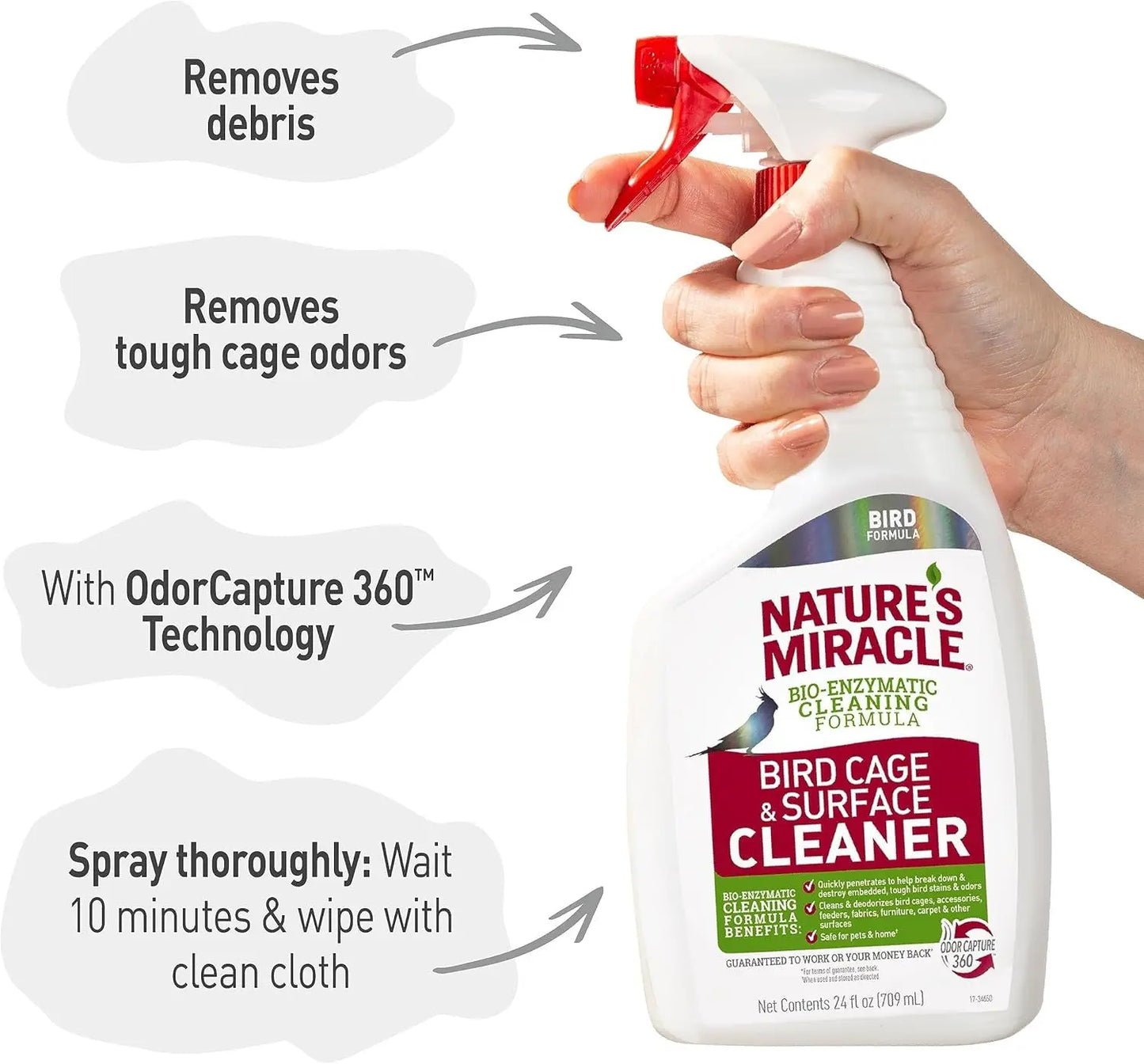 Nature’s Miracle Bird Cage Cleaner – Enzyme Odor Remover for Cages & Surfaces