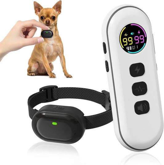 No Bark Small Dog Training Collar Remote 1300FT Lightweight Rechargeable 5-15lb Black