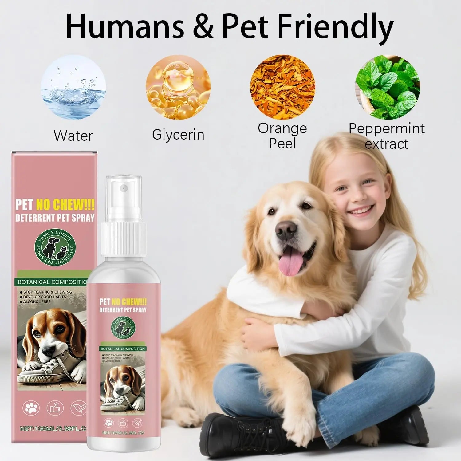 No Chew Dog Spray – Bitter Apple Deterrent to Stop Chewing on Furniture & Plants