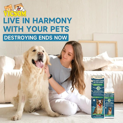 No Chew Spray for Dogs – Bitter Apple Lick Deterrent, Safe & Alcohol-Free