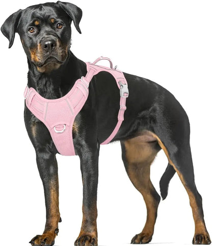 Reflective No-Pull Dog Harness, Adjustable Comfort for Training & Walking Baby Pink X-Large