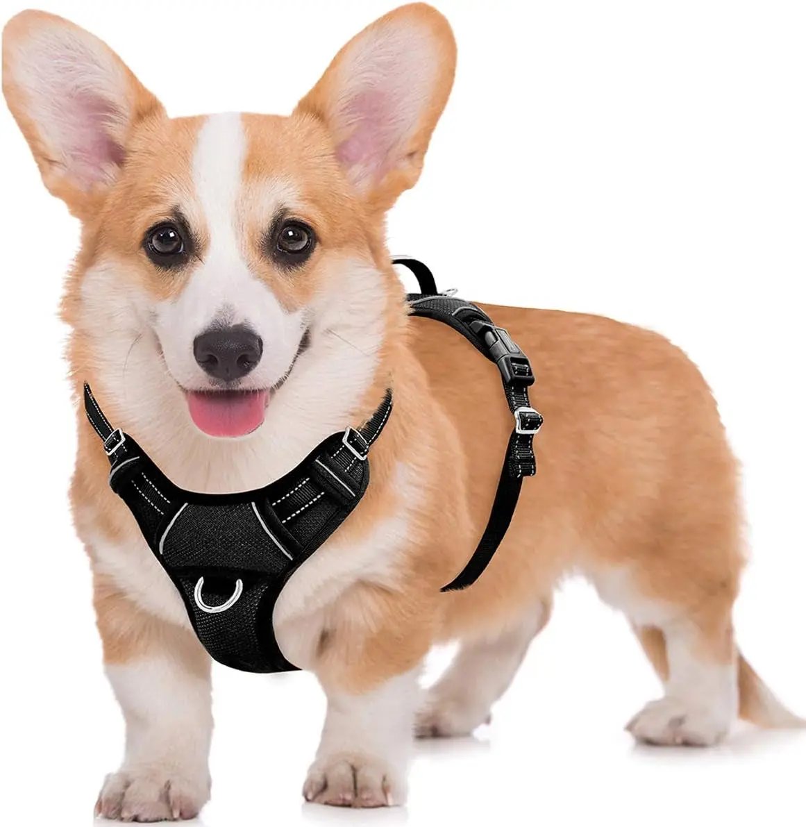 Reflective No-Pull Dog Harness, Adjustable Comfort for Training & Walking Black Medium