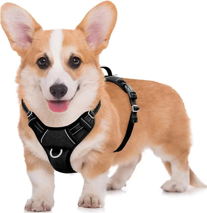 Reflective No-Pull Dog Harness, Adjustable Comfort for Training & Walking Black Medium
