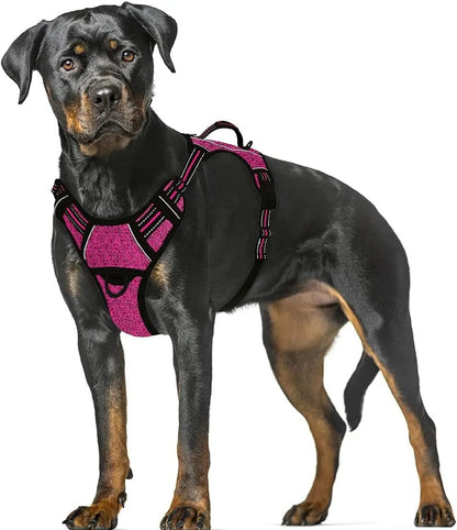 Reflective No-Pull Dog Harness, Adjustable Comfort for Training & Walking Pink Black X-Large