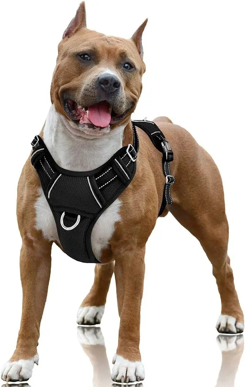 Reflective No-Pull Dog Harness, Adjustable Comfort for Training & Walking Black Large