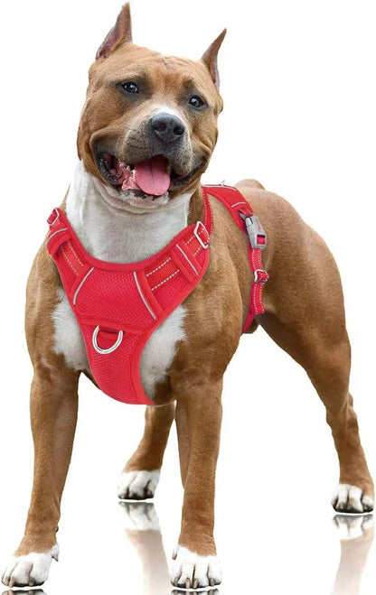 Reflective No-Pull Dog Harness, Adjustable Comfort for Training & Walking Red Large