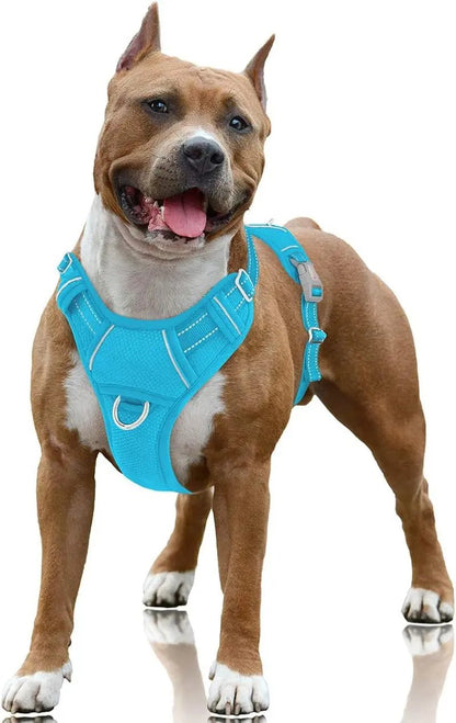 Reflective No-Pull Dog Harness, Adjustable Comfort for Training & Walking Blue Large