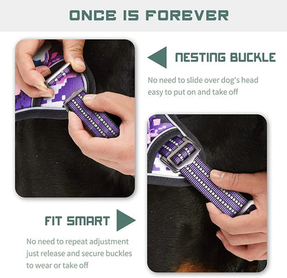 No Pull Tactical Dog Harness, Adjustable Reflective Training Vest w/ Handle