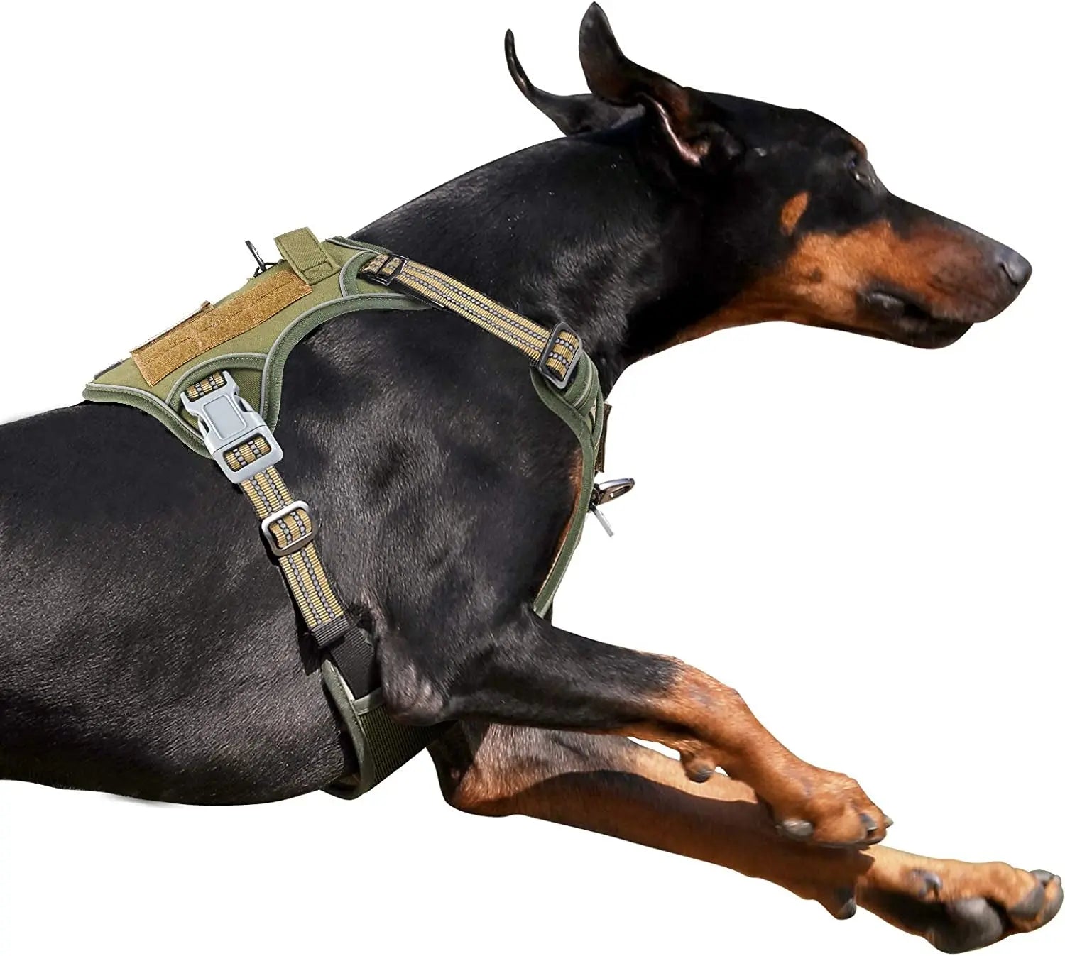 No Pull Tactical Dog Harness, Adjustable Reflective Training Vest w/ Handle Green