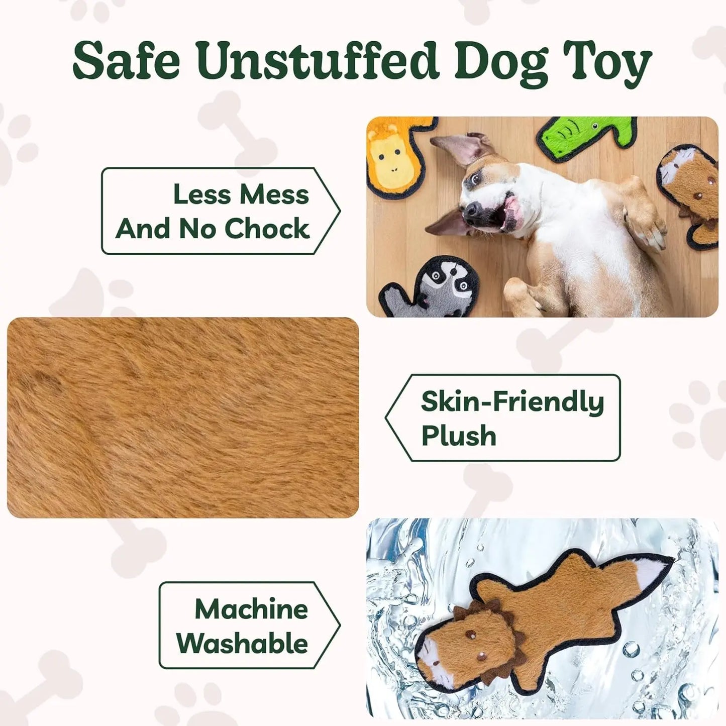 No Stuffing Dog Toy Crinkle 6-Layer Durable XS–L for Aggressive chewers