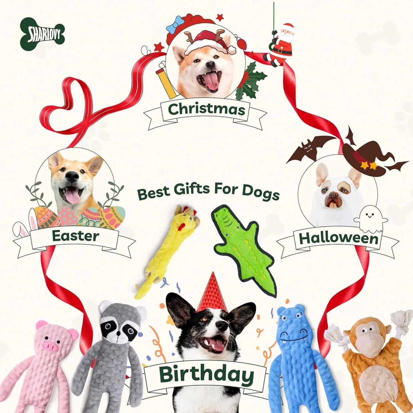 No Stuffing Dog Toy Crinkle 6-Layer Durable XS–L for Aggressive chewers