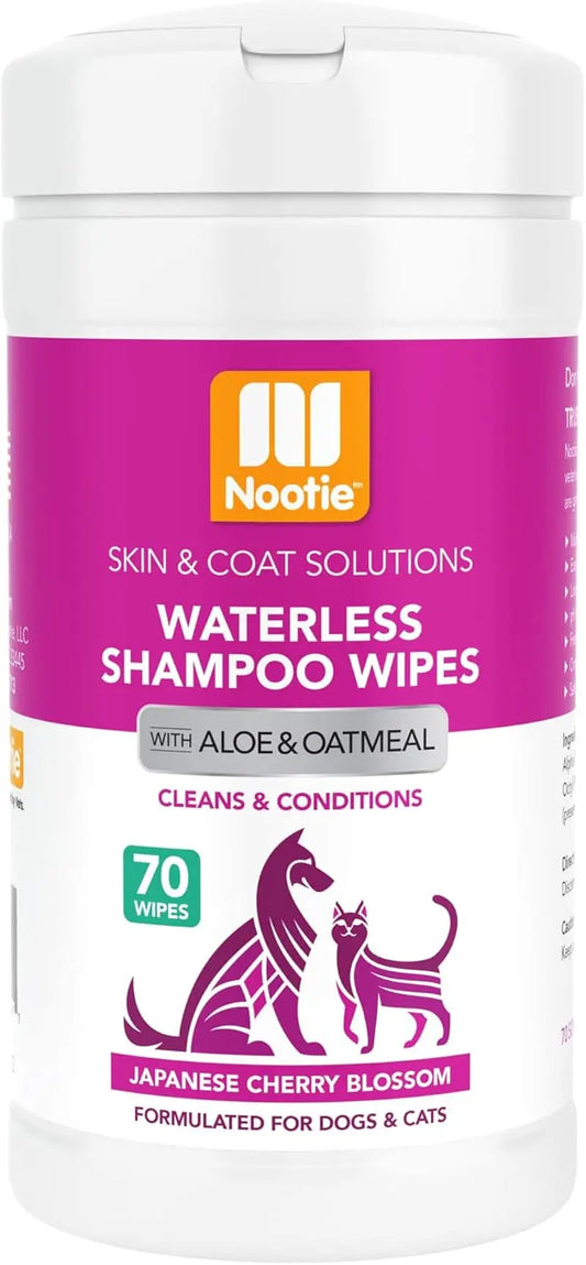Nootie Dog Cat Waterless Shampoo Wipes Deodorizing Japanese Cherry Blossom 70ct