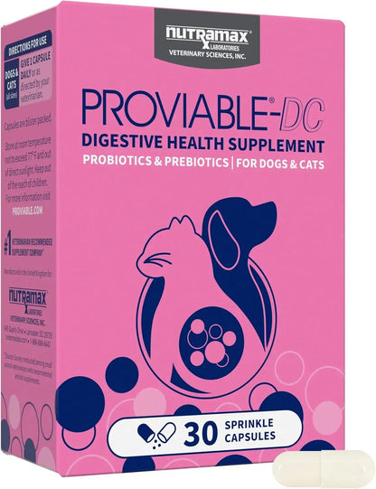 Nutramax Proviable Probiotics for Dogs & Cats – Daily Digestive Health 30 Count