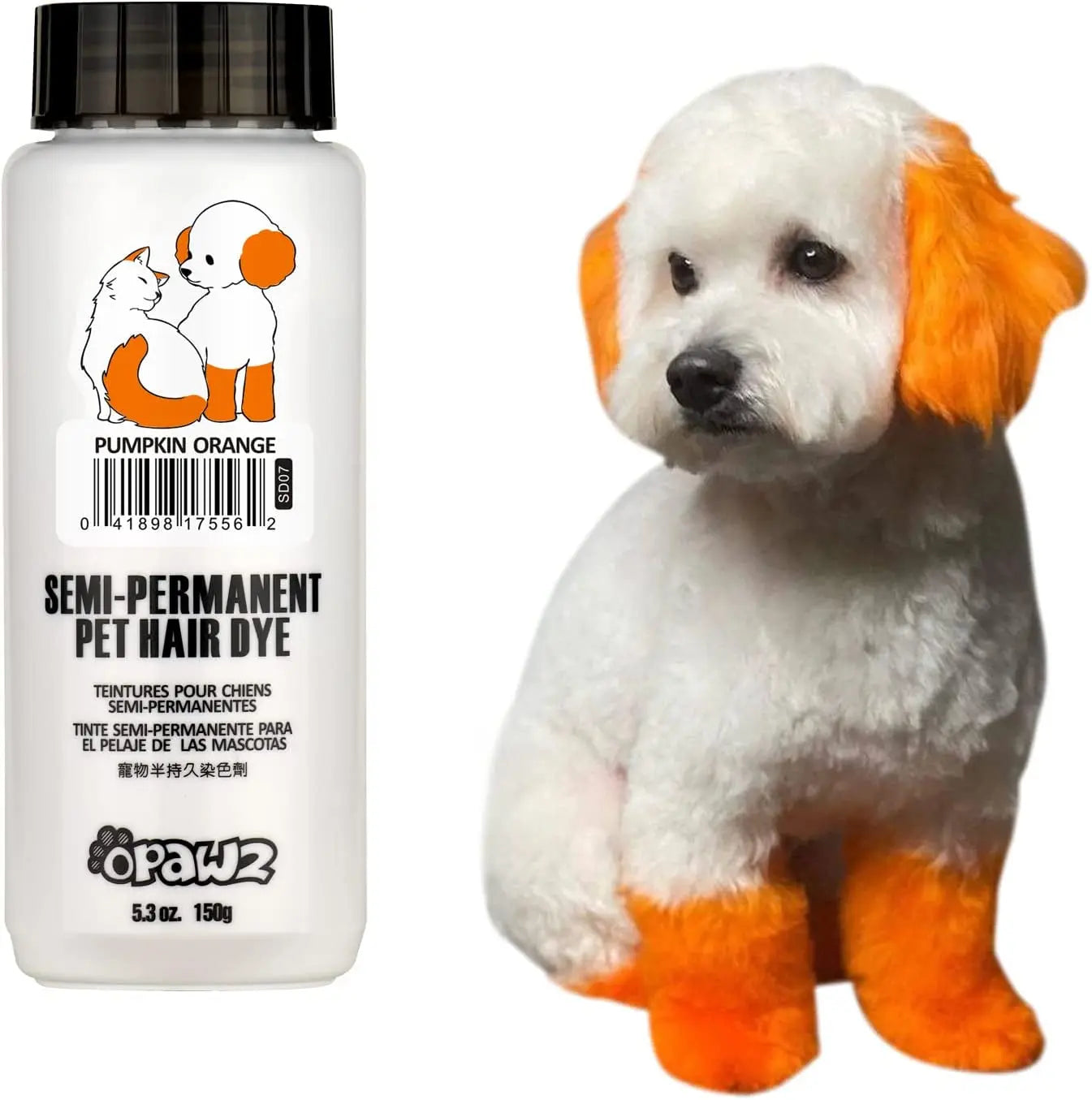 OPAWZ Semi-Permanent Pet Hair Dye – Non-Toxic Color for Dogs & Cats Pumpkin Orange