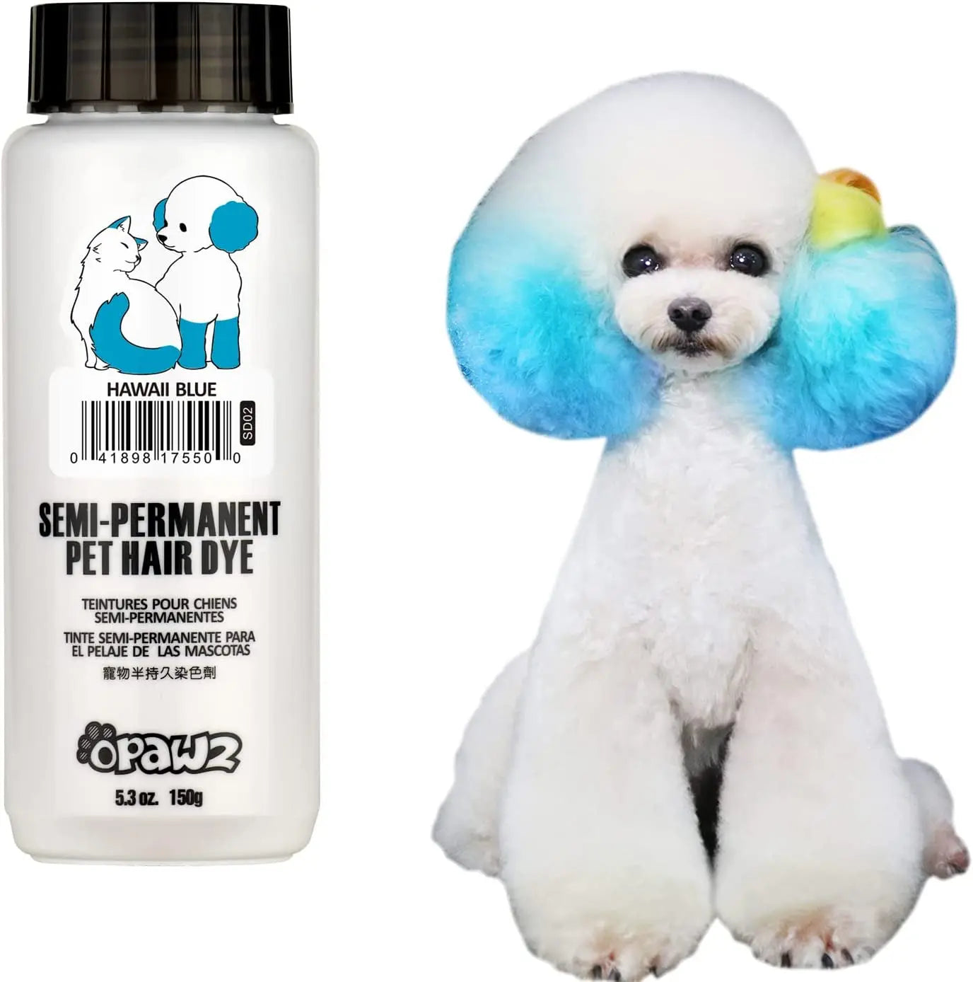OPAWZ Semi-Permanent Pet Hair Dye – Non-Toxic Color for Dogs & Cats Hawaii Blue