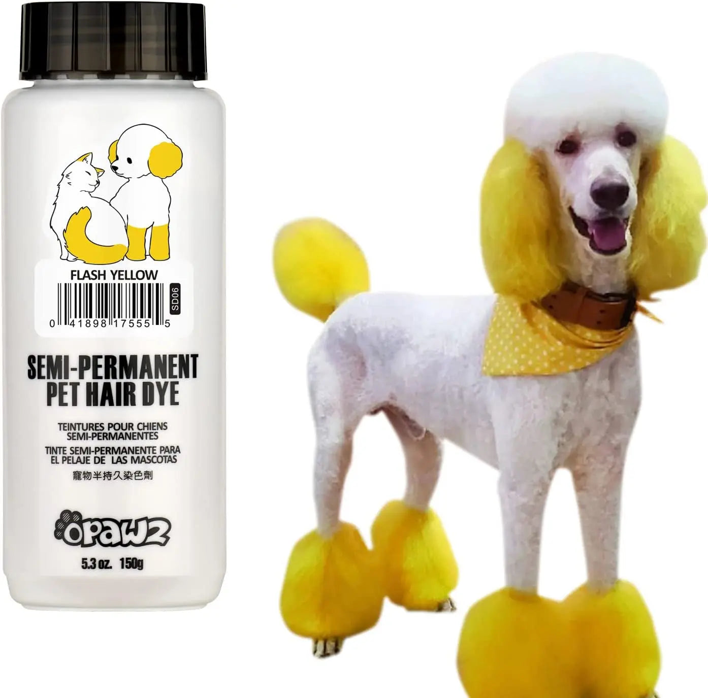OPAWZ Semi-Permanent Pet Hair Dye – Non-Toxic Color for Dogs & Cats Flash Yellow