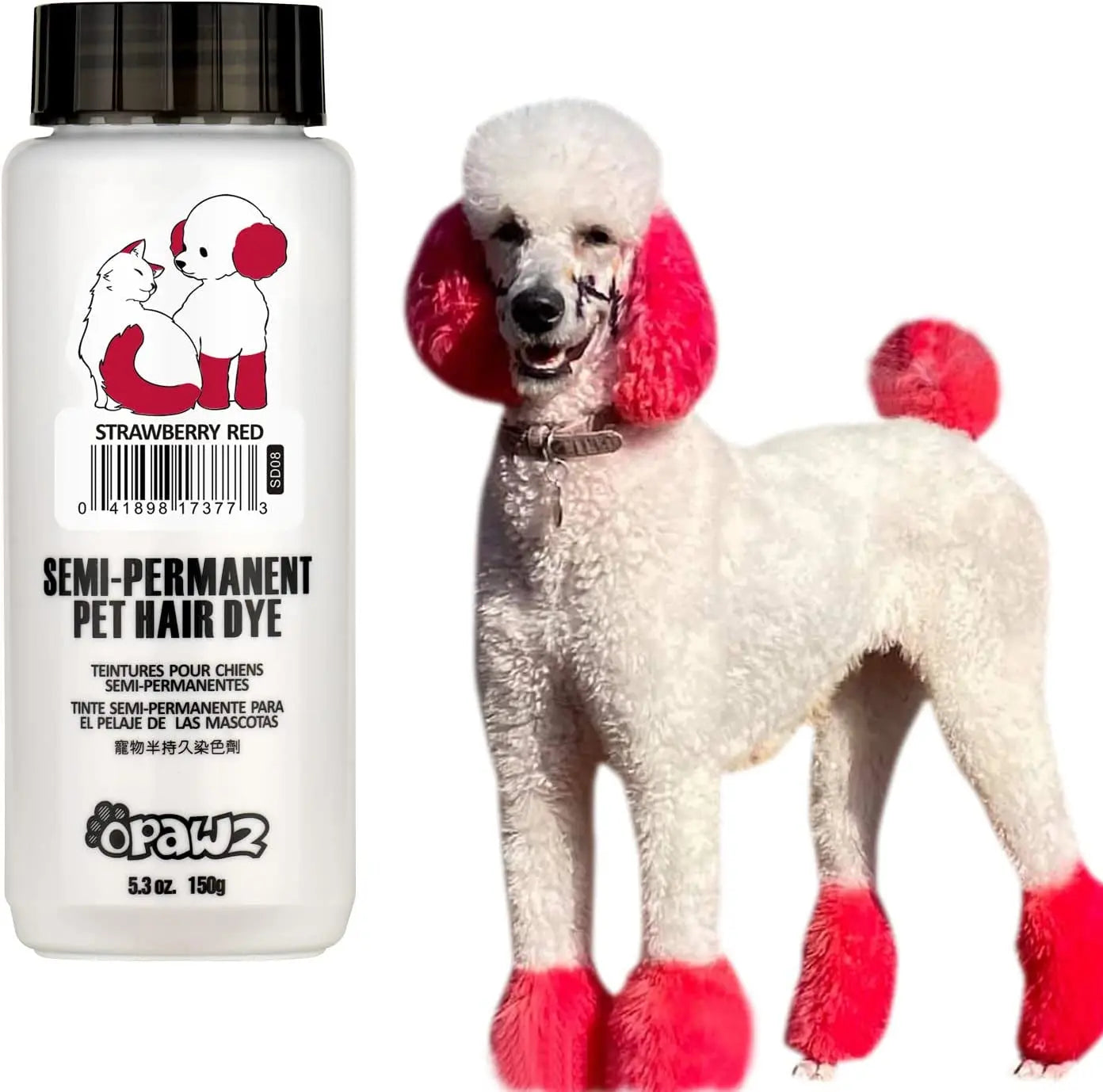 OPAWZ Semi-Permanent Pet Hair Dye – Non-Toxic Color for Dogs & Cats Strawberry Red