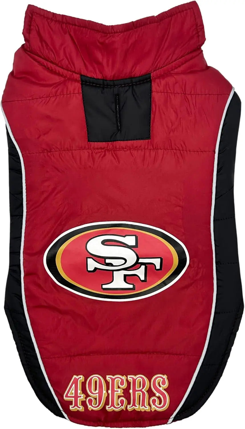 Official NFL Dog & Cat Puffer Vest (All Teams) – Waterproof & Warm Winter Coat San Francisco 49Ers