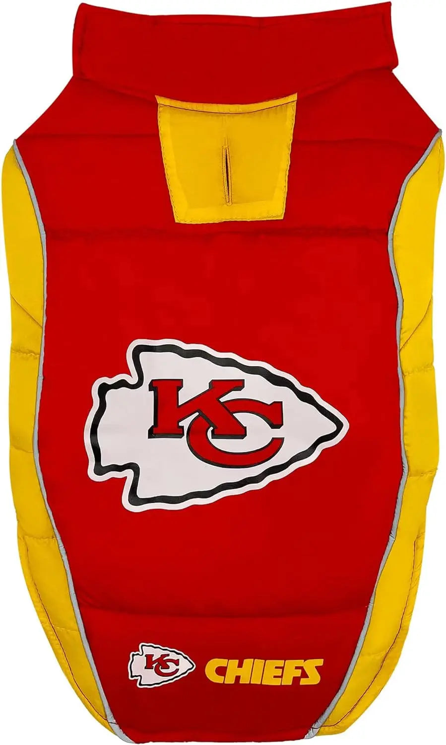 Official NFL Dog & Cat Puffer Vest (All Teams) – Waterproof & Warm Winter Coat Kansas City Chiefs Large