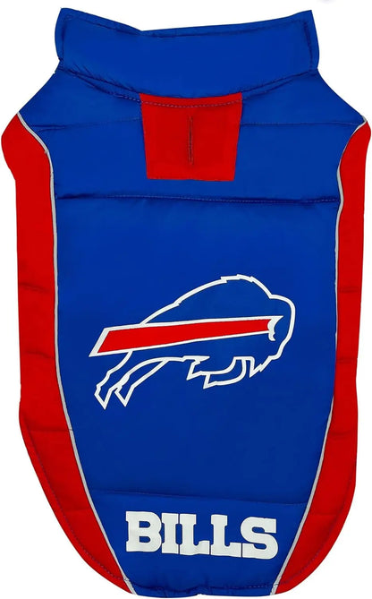 Official NFL Dog & Cat Puffer Vest (All Teams) – Waterproof & Warm Winter Coat Buffalo Bills Small