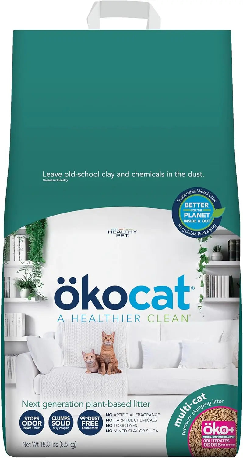 Ökocat Wood Clumping Unscented Cat Litter 26 lb XL Natural Dust-Free Multi-Cat Large Bag